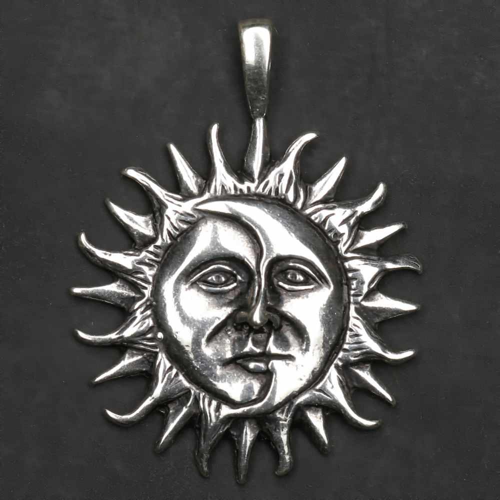 Sonnen Mond Finsternis 925er Sterlingsilber Anhänger