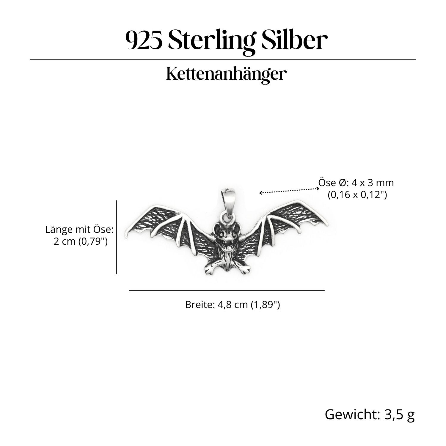 Bat Jewelry Pendant 925 Silver Simple Bat