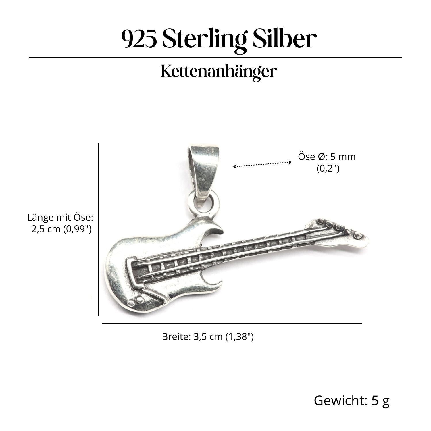 Gitarre Anhänger Musiker Schmuck Gitarrist 925 Silber