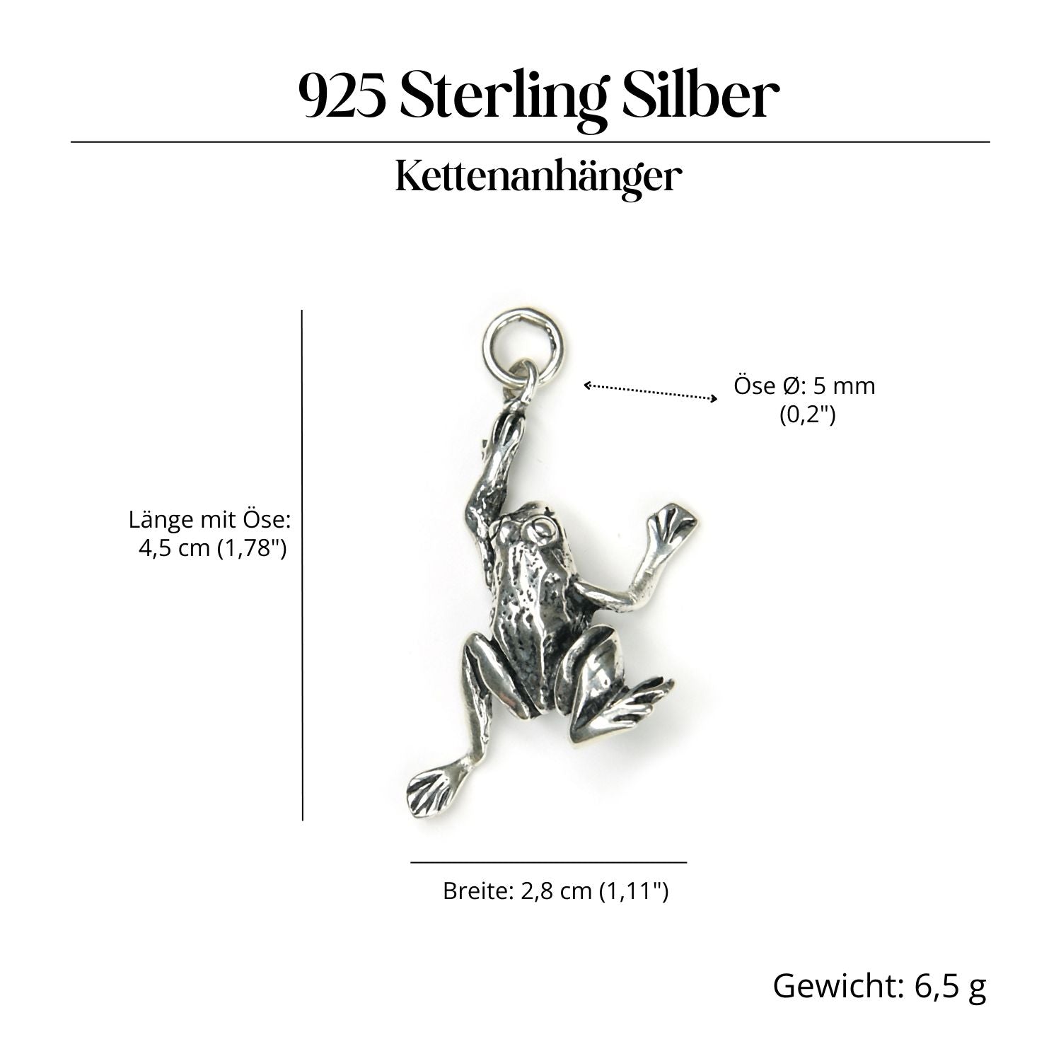 Frosch Kettenanhänger Schmuck 925 Silber Anhänger