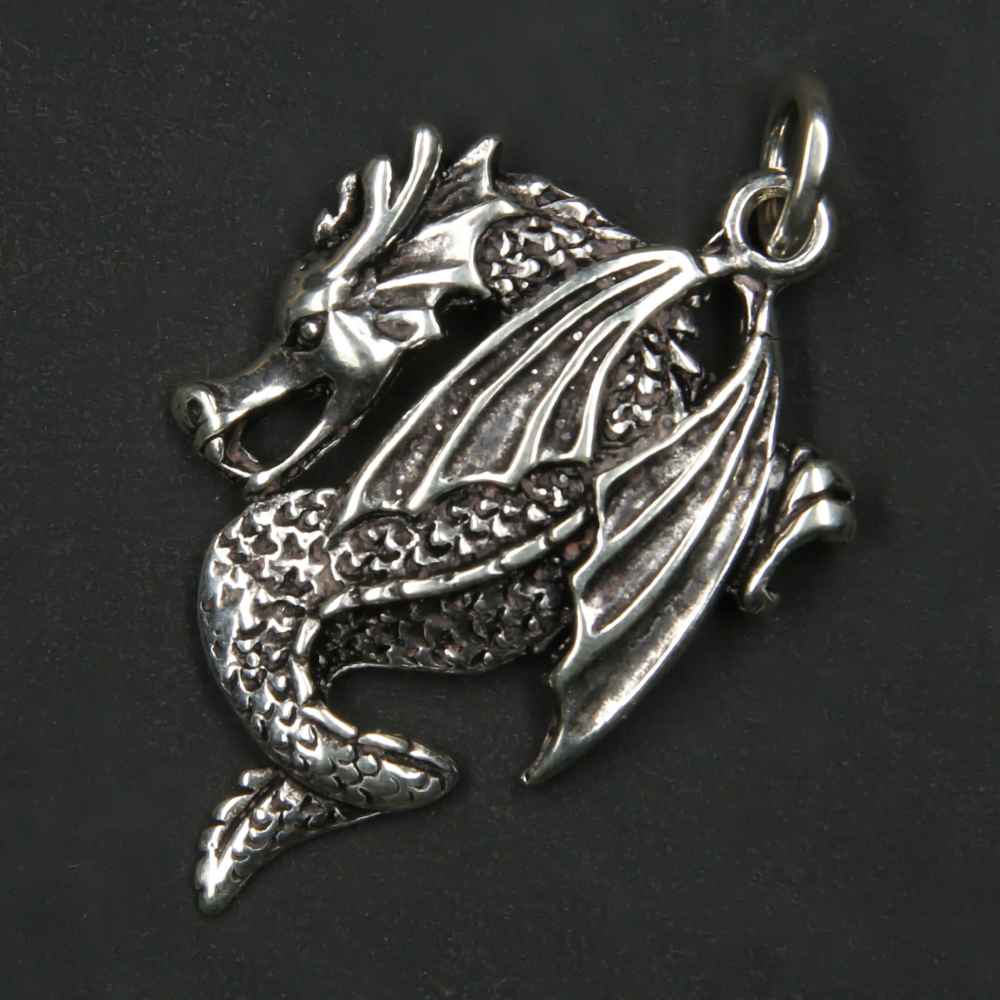 Drache Silber Anhänger 925er Kettenanhänger