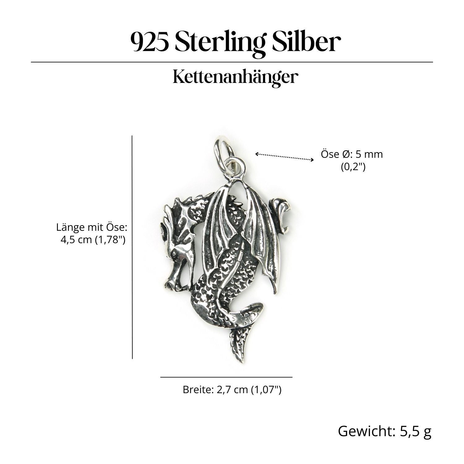 Dragon Jewelry Pendant 925 Sterling Silver Dragon Jewelry