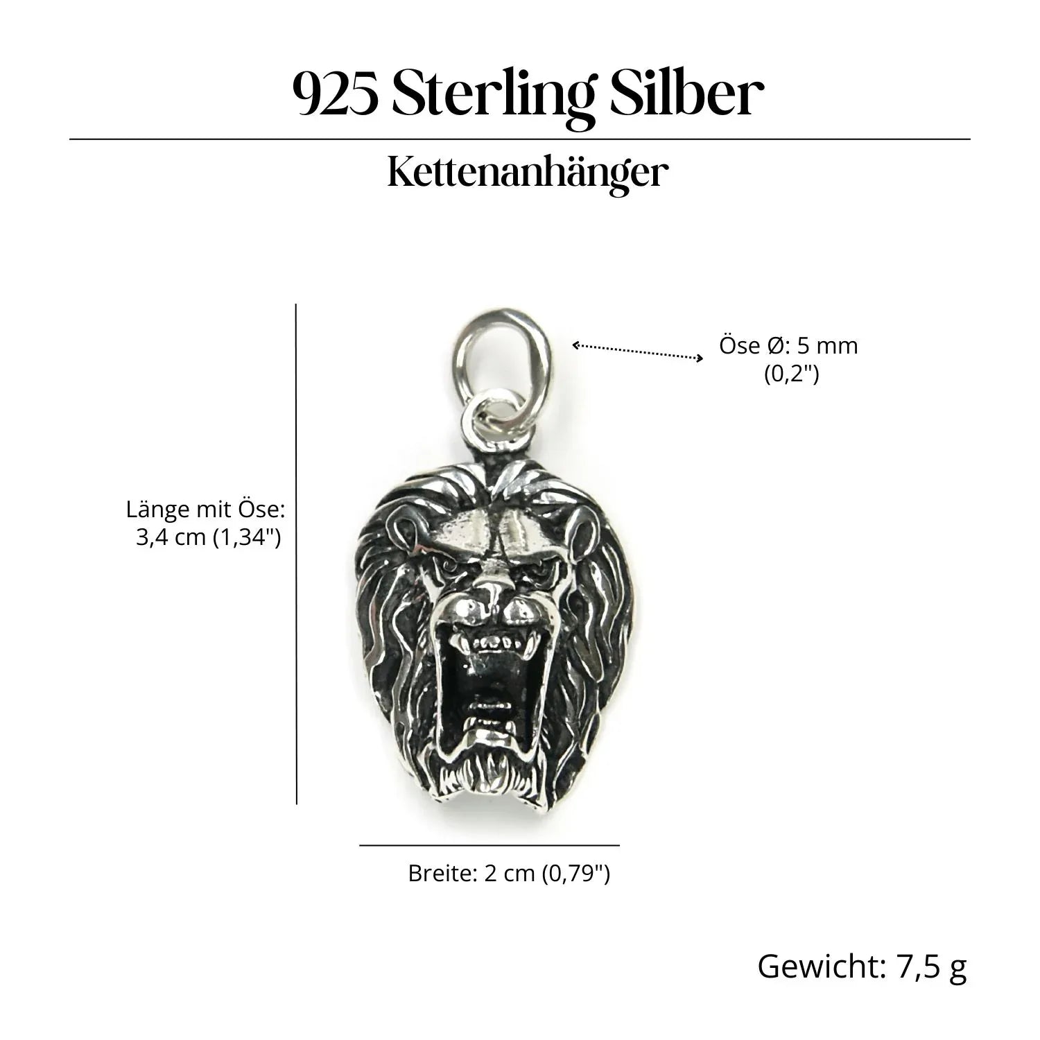 Löwe Schmuck Anhänger 925 Silber Löwenkopf Kettenanhänger