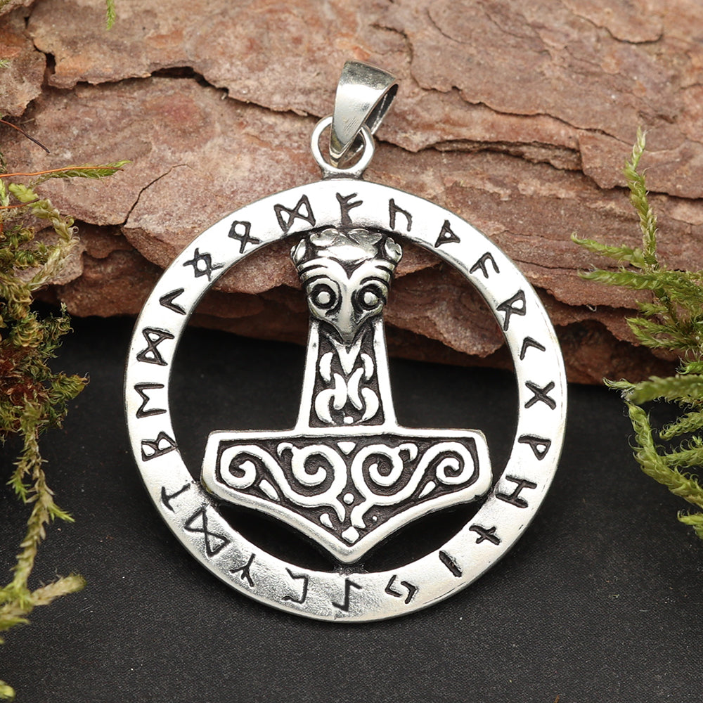 Thorshammer Runen Silberanhänger 925 Kette Schmuck Anhänger