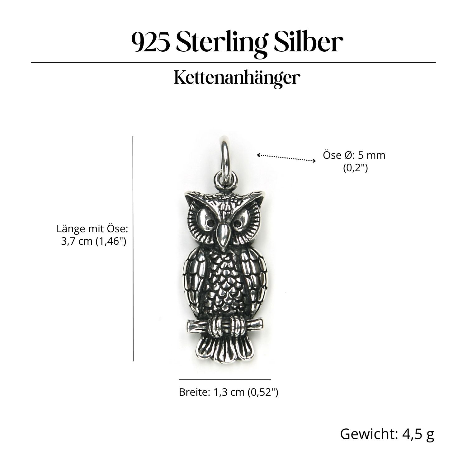 Owl Jewelry Pendant 925 Silver Animal Symbol