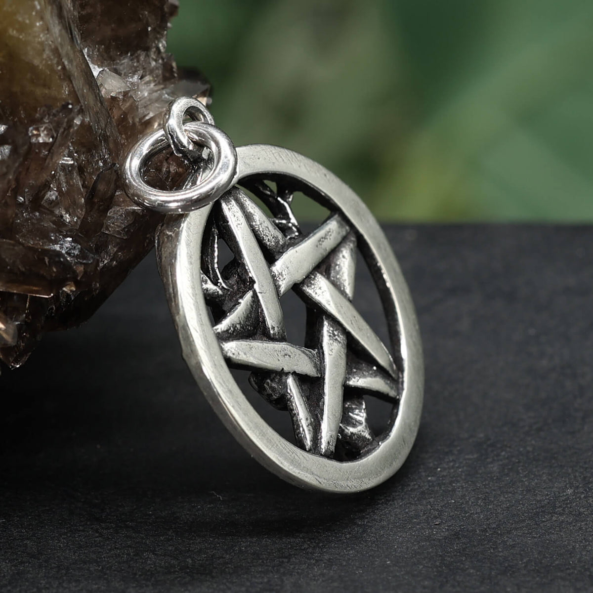 Pentagramm Anhänger Silber hinten