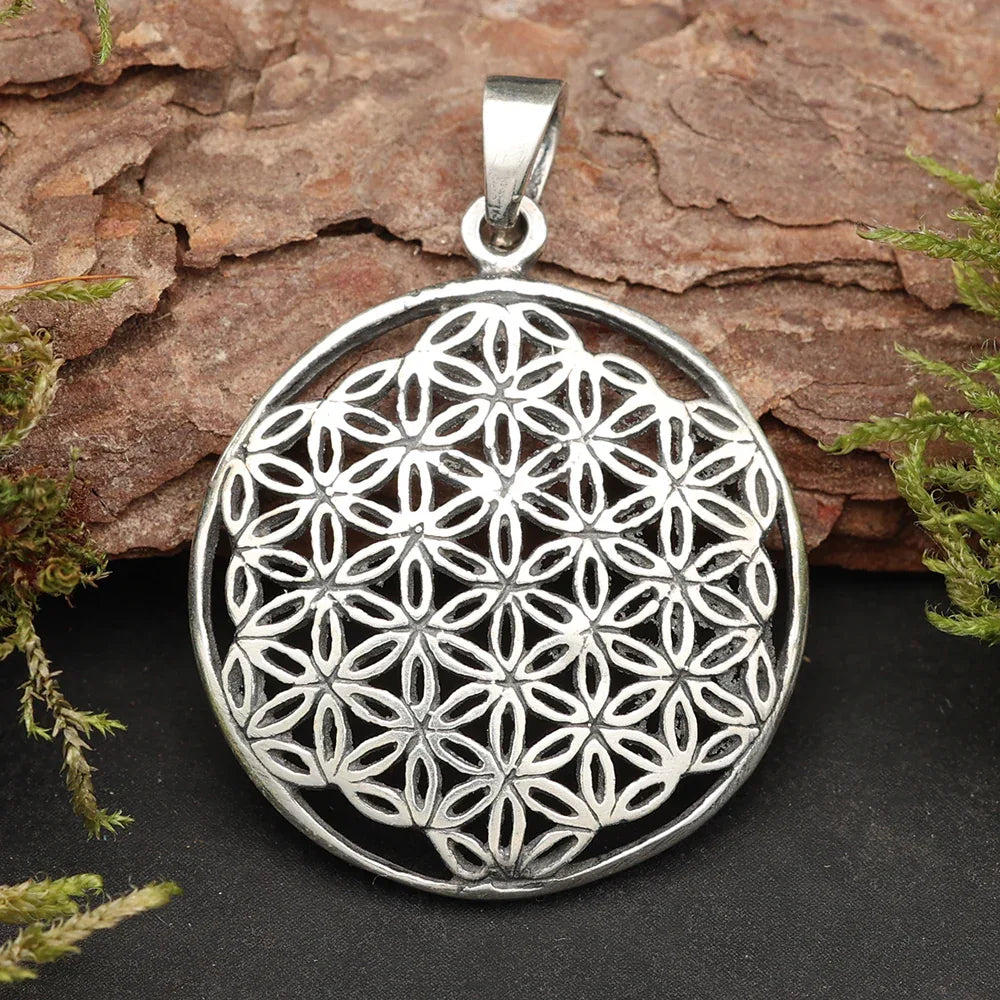 Blume des Lebens Silber Kettenanhänger 925 Sterling Silberschmuck