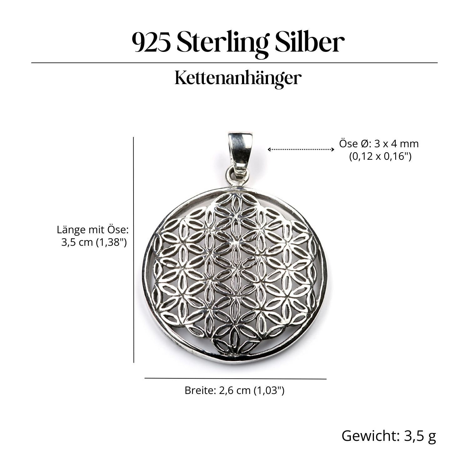 Blume des Lebens Kettenanhänger 925 Silber Anhänger