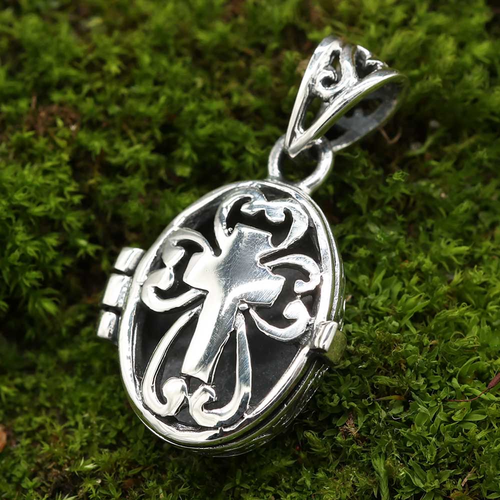 Medaillon gothic Anhänger Silber Kettenanhänger 925er Silber Keltenkreuz