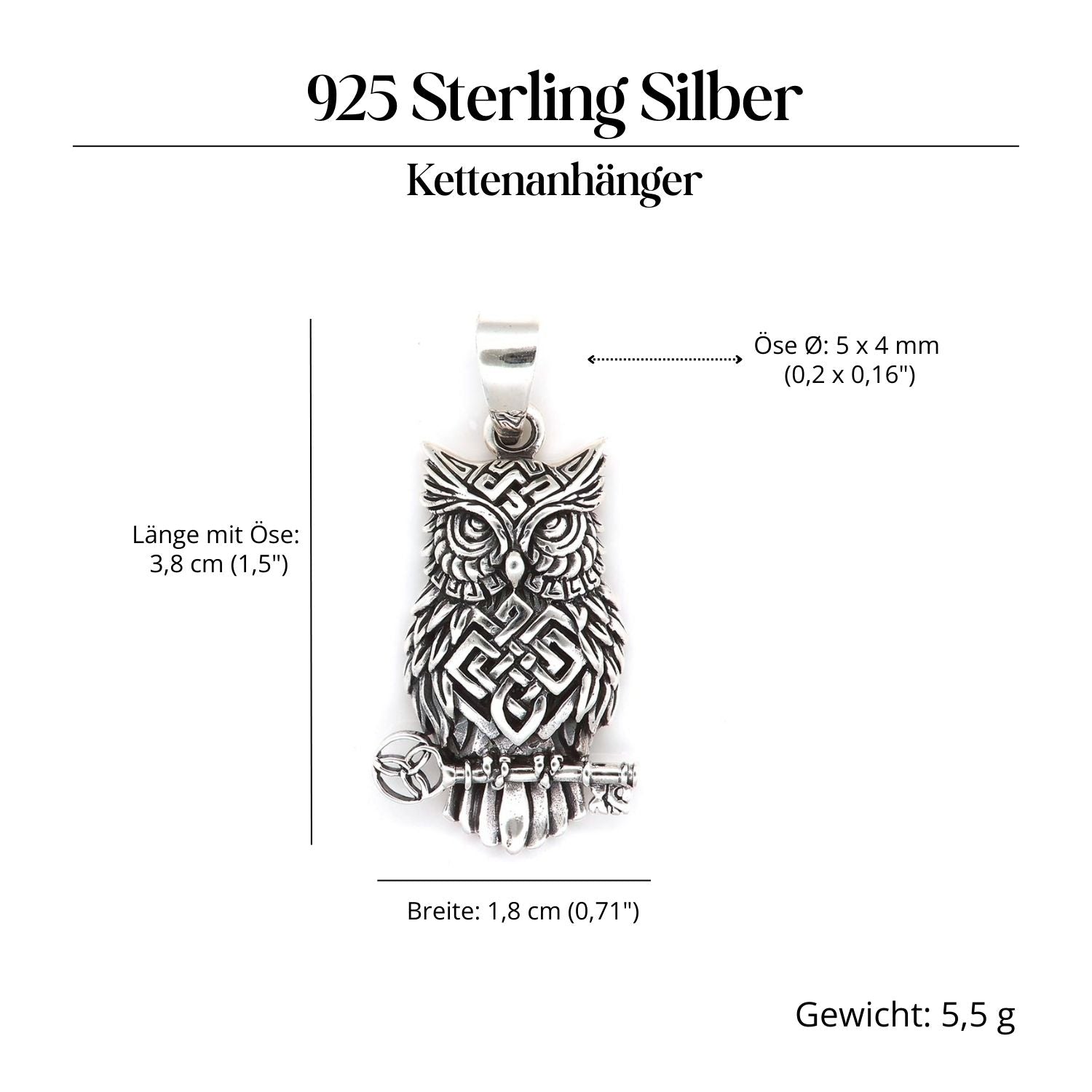 Eule Kelten Schmuck Anhänger 925 Silber Kettenanhänger