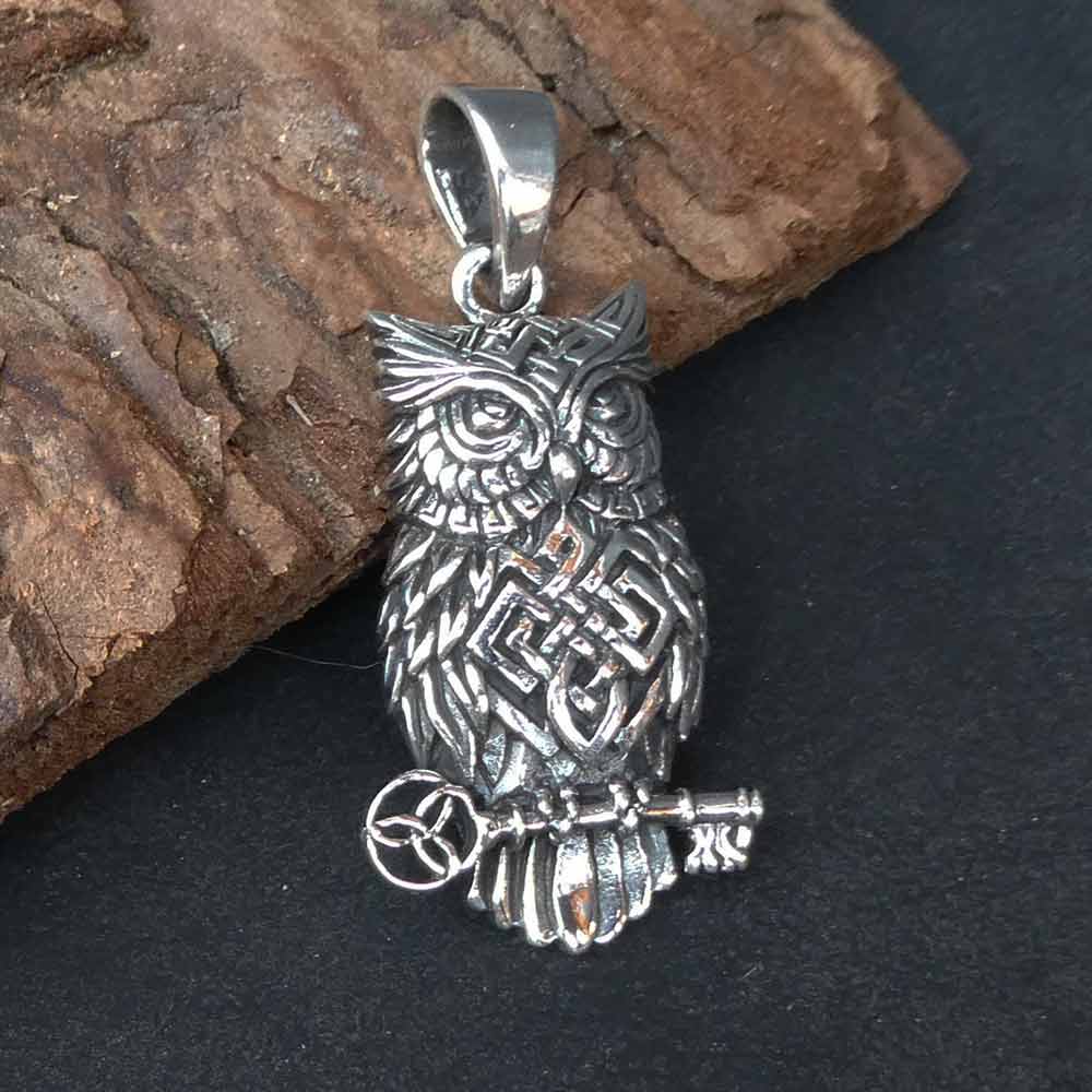 Keltische Eulen Silberschmuck Anhänger 925 Silber Kelten mystische Eule