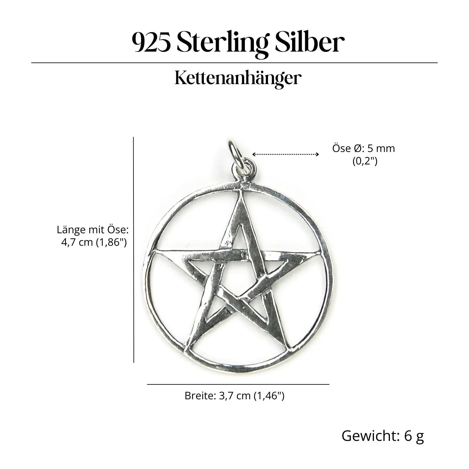 Pentagramm Schmuck Hexenstern 925 Silber Anhänger