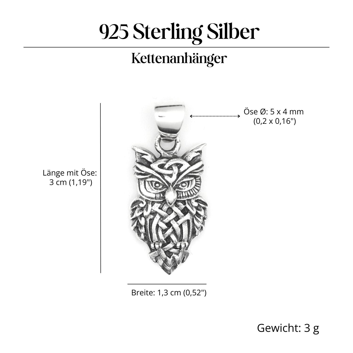 Kleine keltische Eule Schmuck Anhänger 925 Silber Kettenanhänger