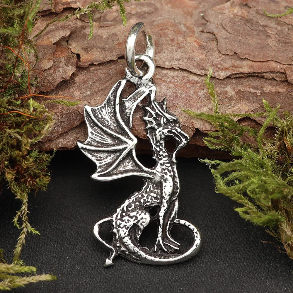 Drache Silber Kettenanhänger 925 Sterling Silberschmuck