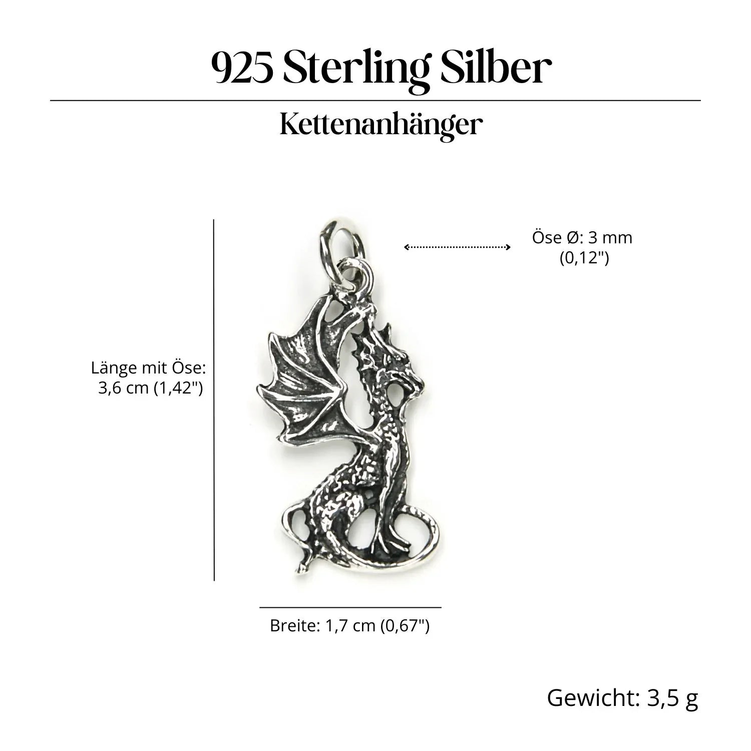 süßer kleiner Drache 925 Silberschmuck Anhänger