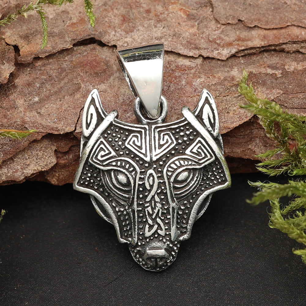 Wolf Fenris Silber Kettenanhänger 925 Sterling Silberschmuck