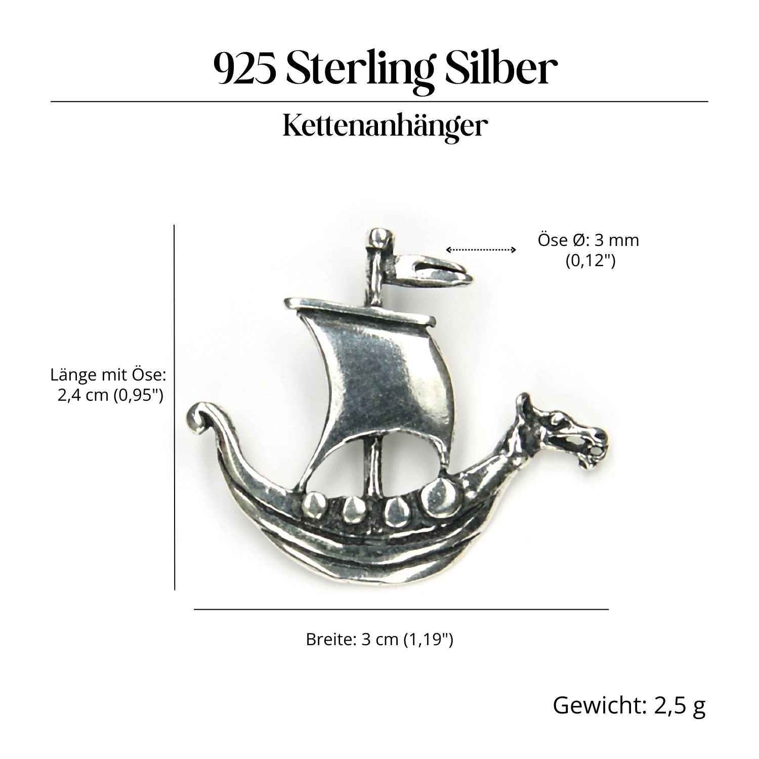 Viking boat pendant jewelry boat 925 silver pendant