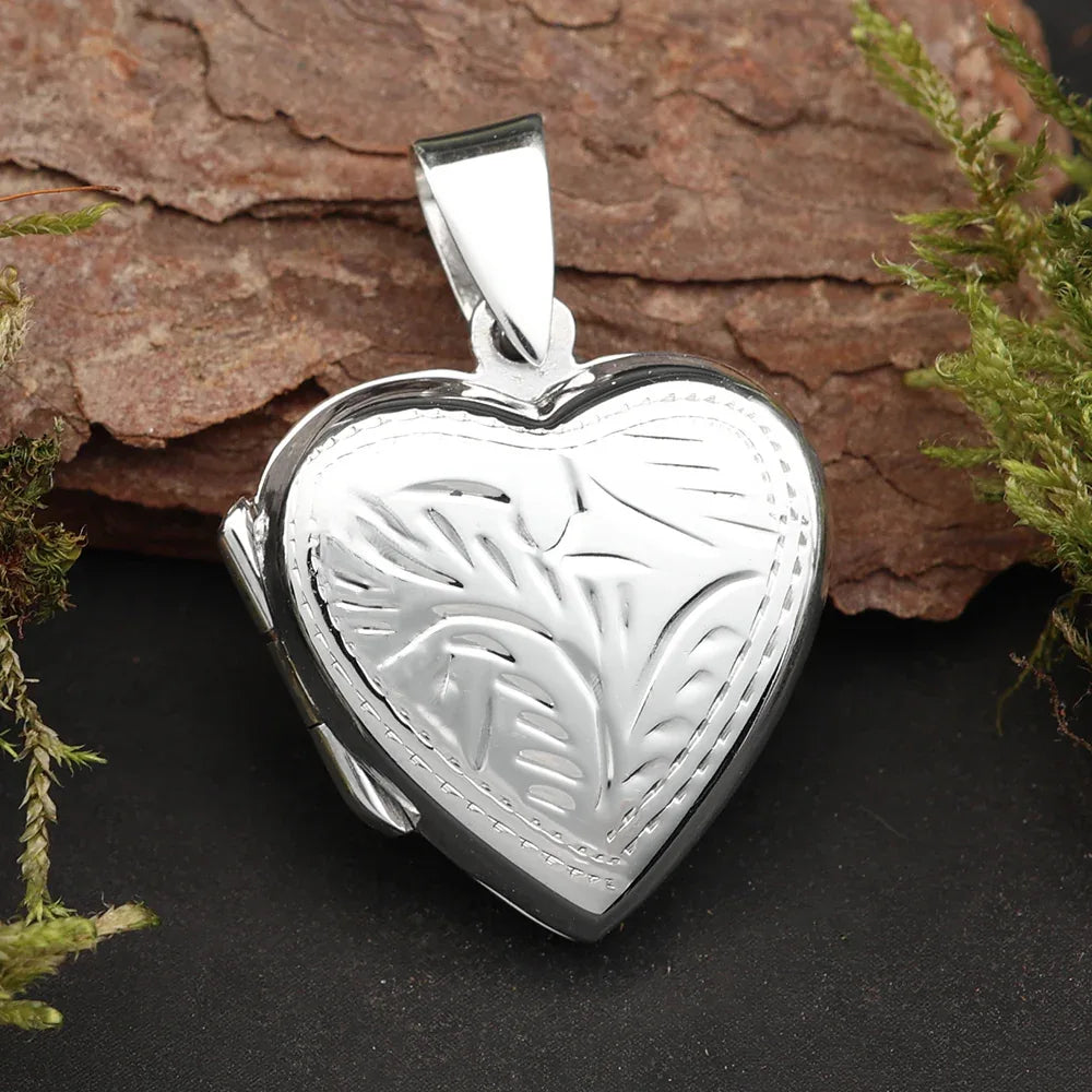 Herz Medaillon Silber Kettenanhänger 925 Sterling Silberschmuck