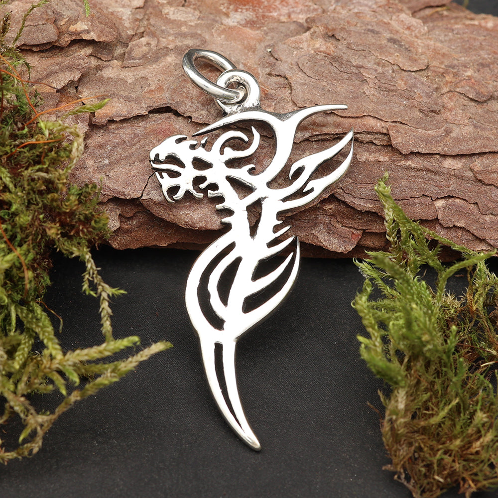 Drache Silber Kettenanhänger 925 Sterling Silberschmuck