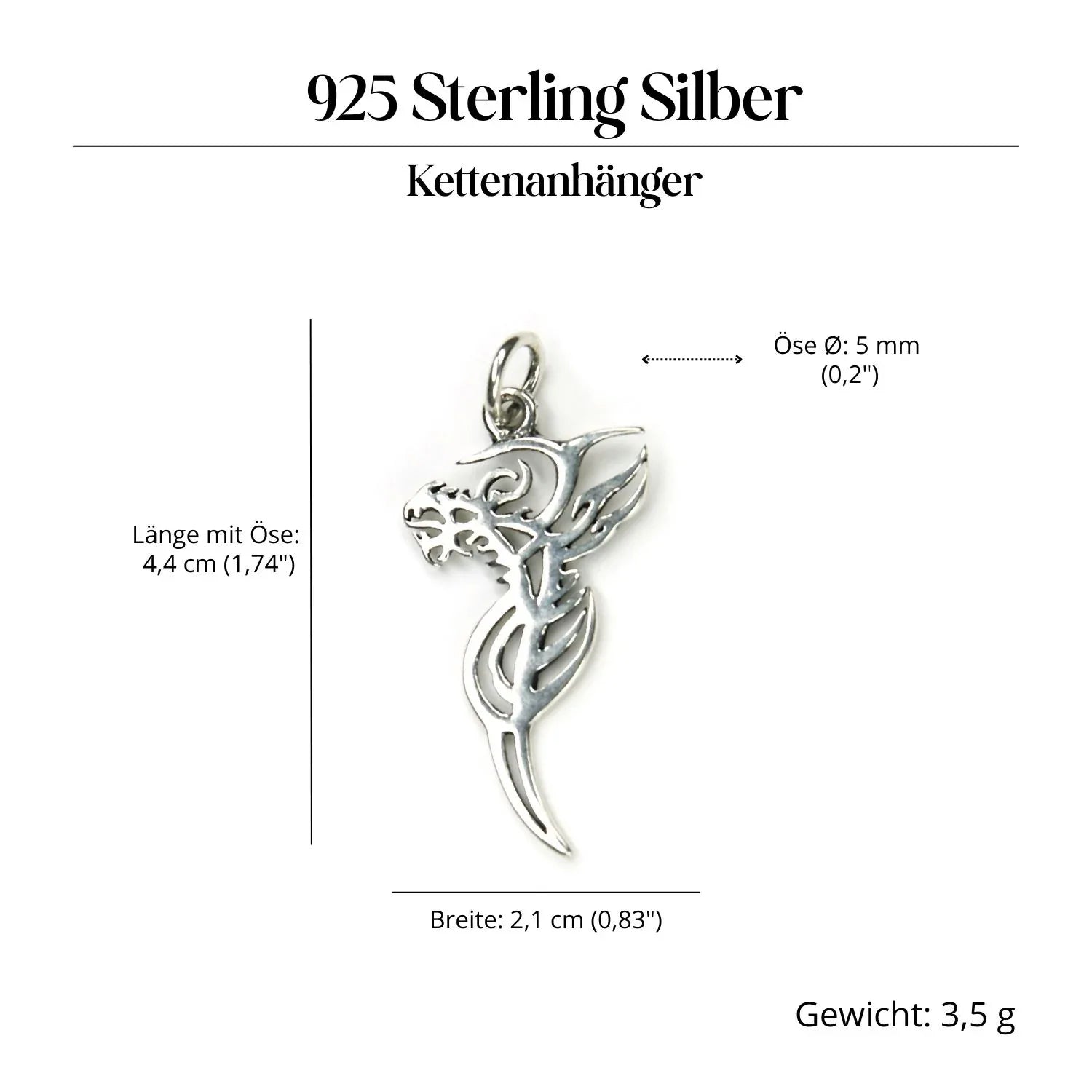 Dragon Jewelry Tattoo Style 925 Silver Pendant