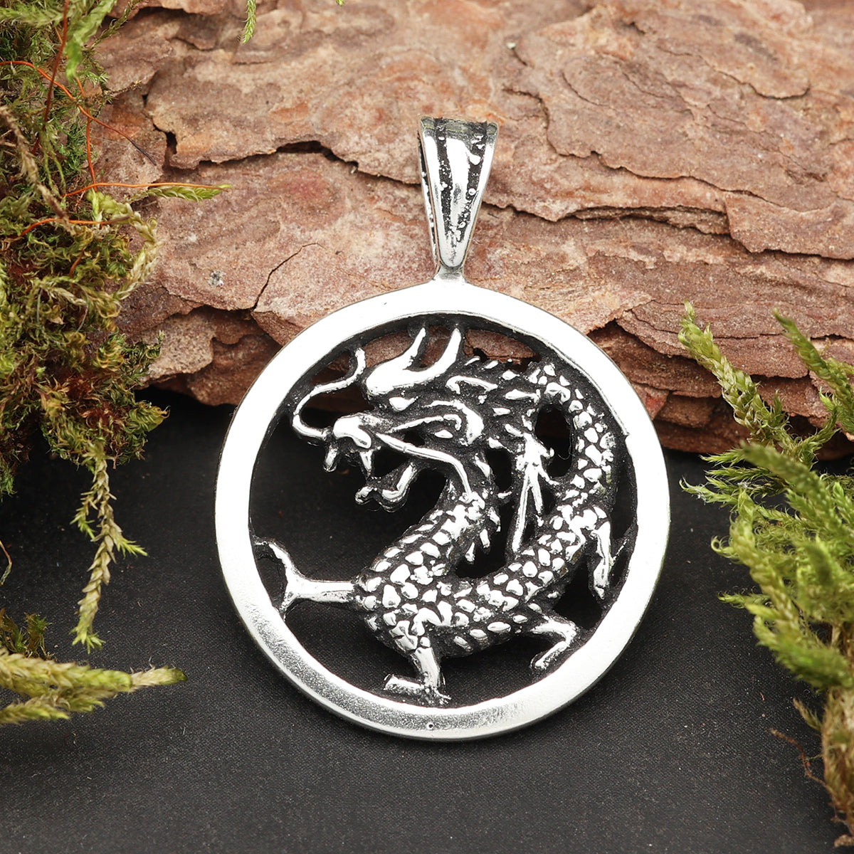 Chinesischer Drache Silber Anhänger 925 Sterlingsilber massiver Silberschmuck