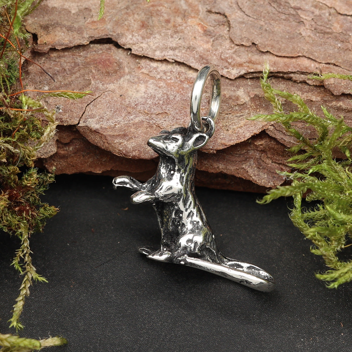 Ratte Silber Anhänger 925 Sterlingsilber massiver Silberschmuck