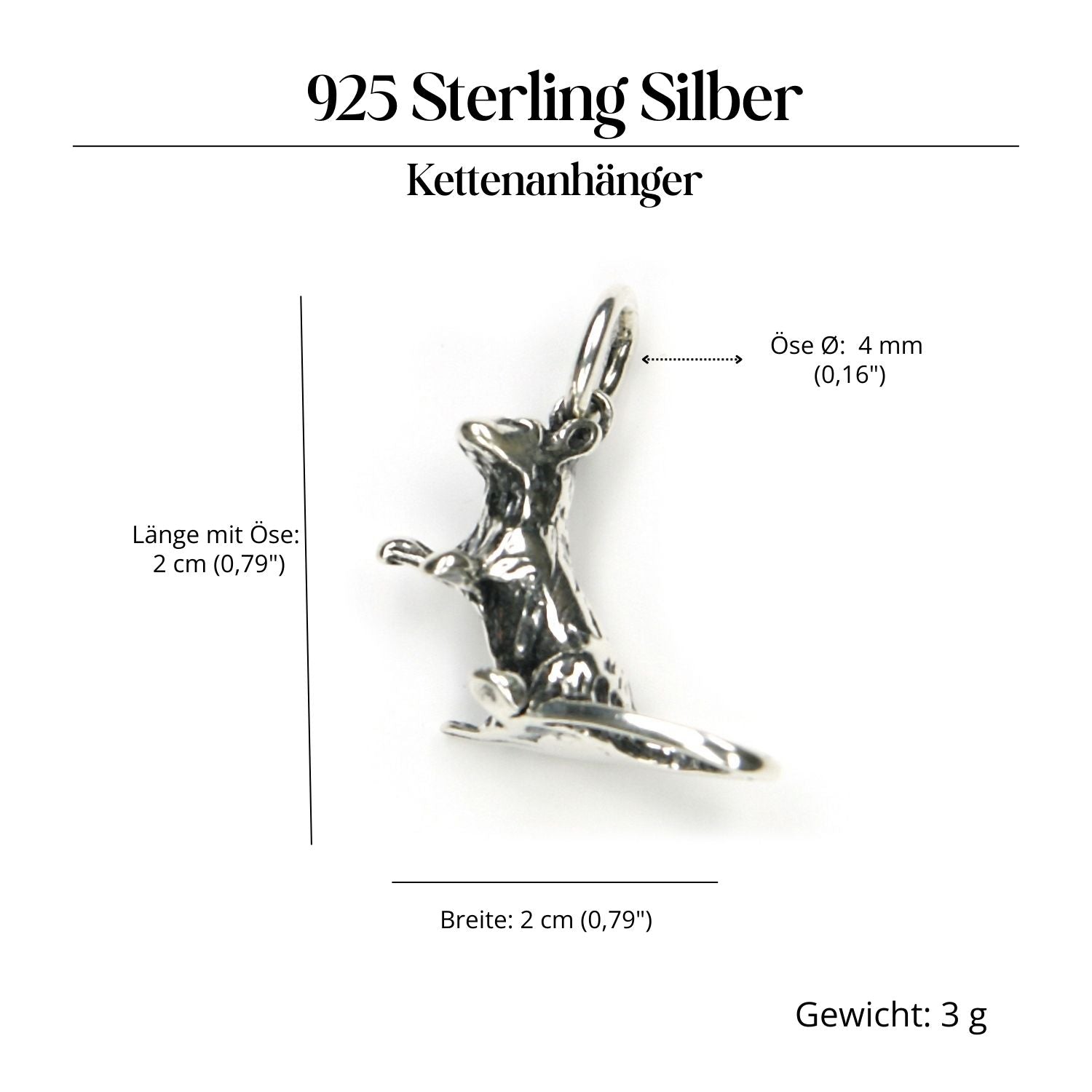 Rat Jewelry Pendant 925 Silver