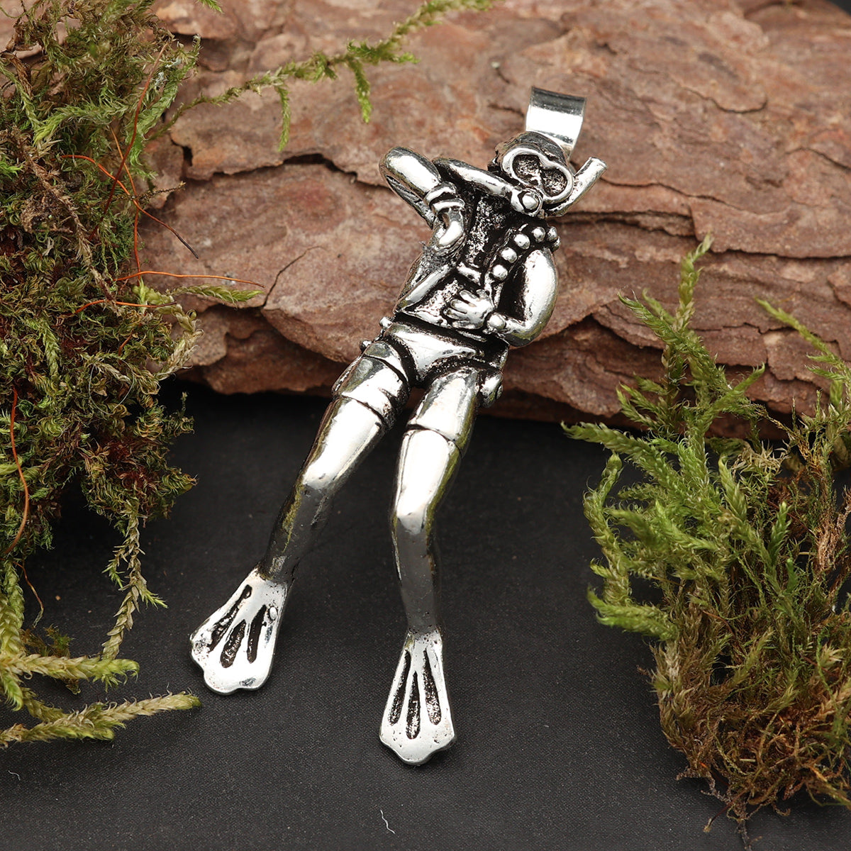 Taucher Silber Anhänger 925 Sterlingsilber massiver Silberschmuck
