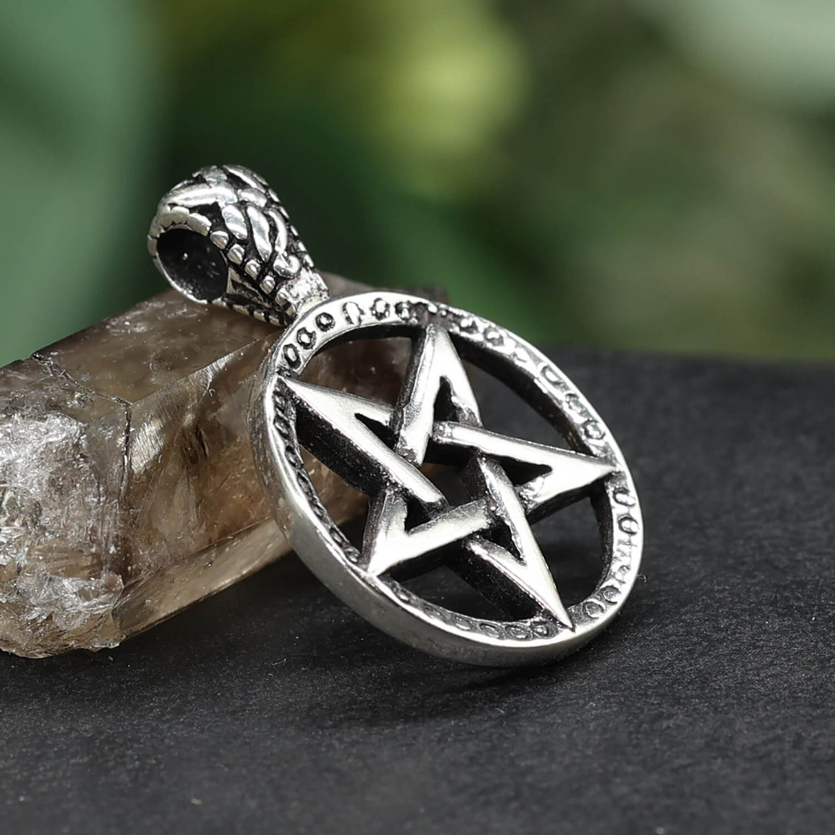 Pentagramm Anhänger Silber hinten
