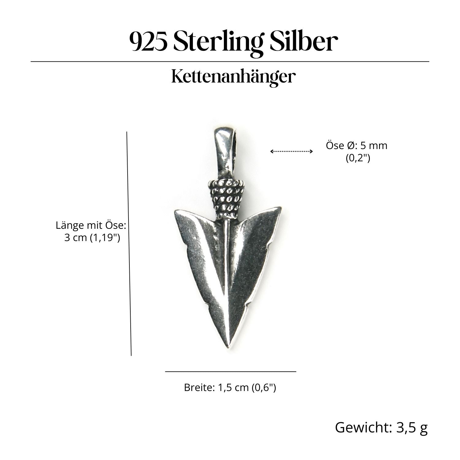 Arrowhead Jewelry Pendant 925 Sterling Silver