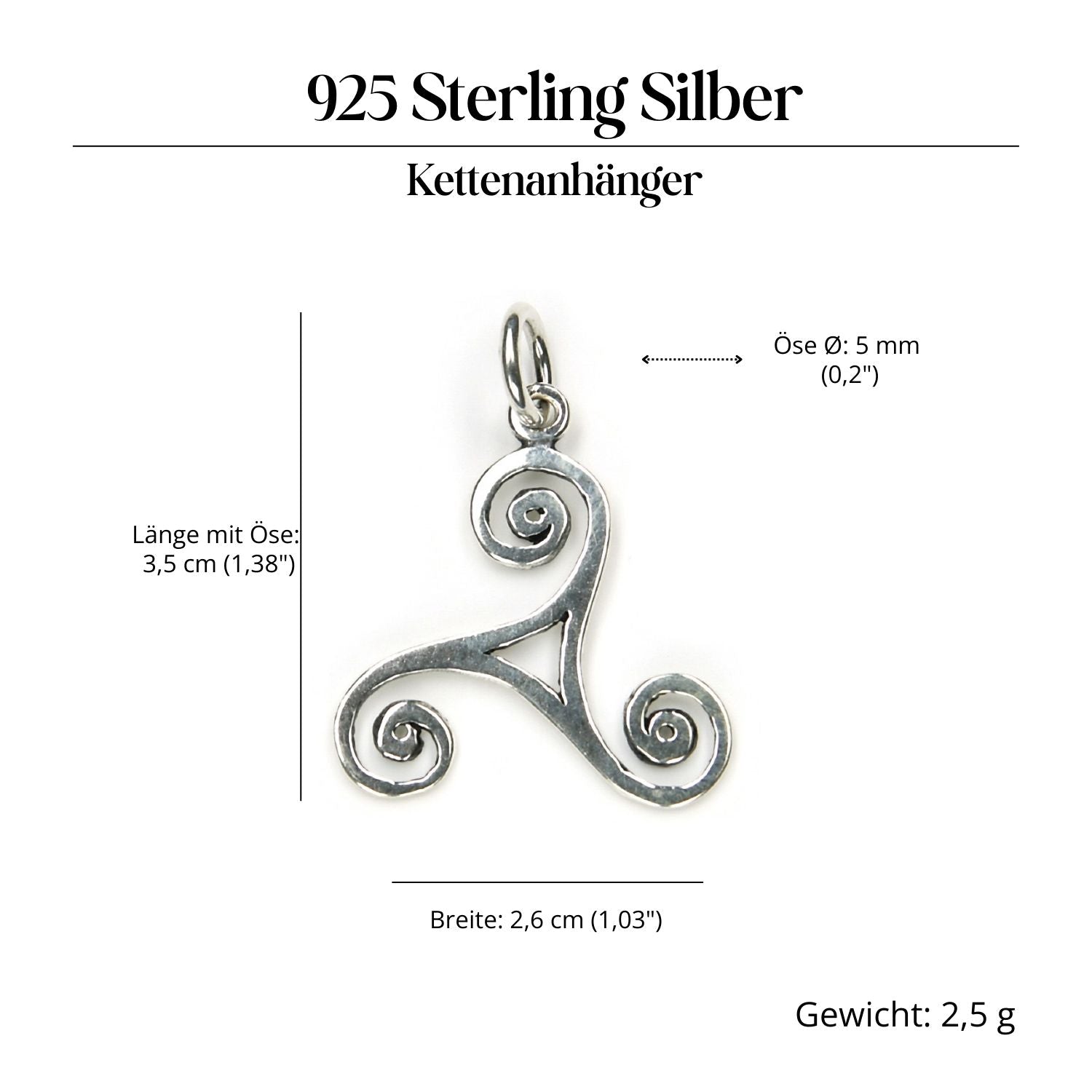Triskelion Jewelry Pendant 925 Silver Triskelion