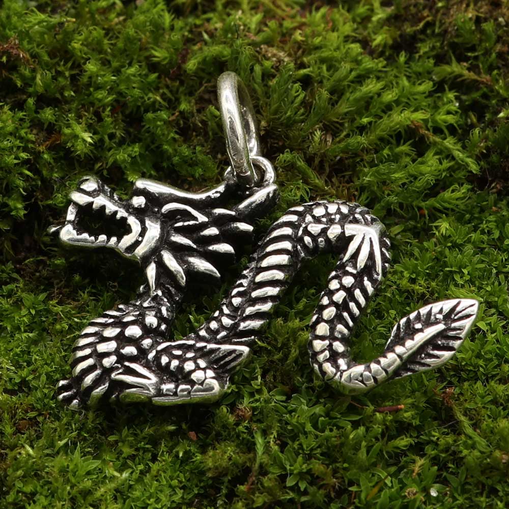 Drachen Anhänger Silber Larp Schmuck kleiner Kettenanhänger 925 Silber