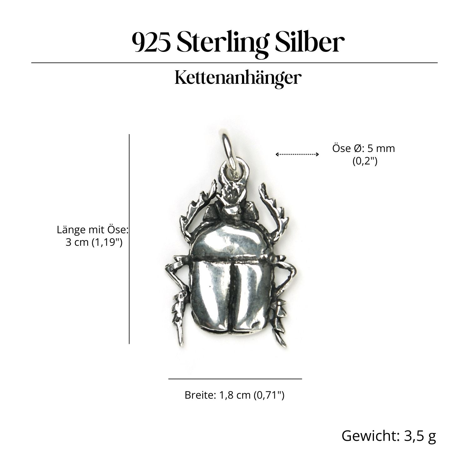 Scarab pendant jewelry, 925 silver, Egyptian lucky charm