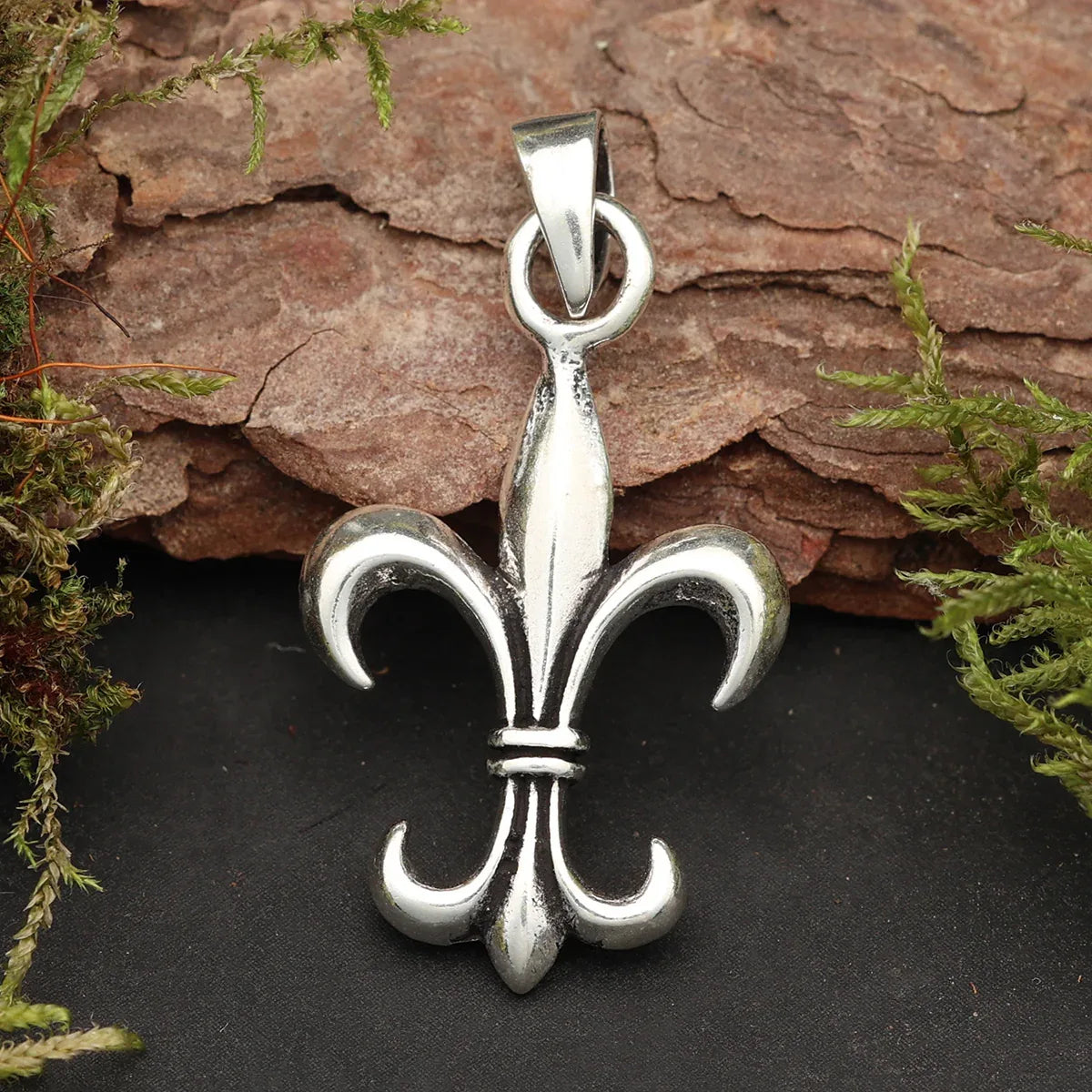 Fleur des Lys Silber Anhänger 925 Sterlingsilber massiver Silberschmuck