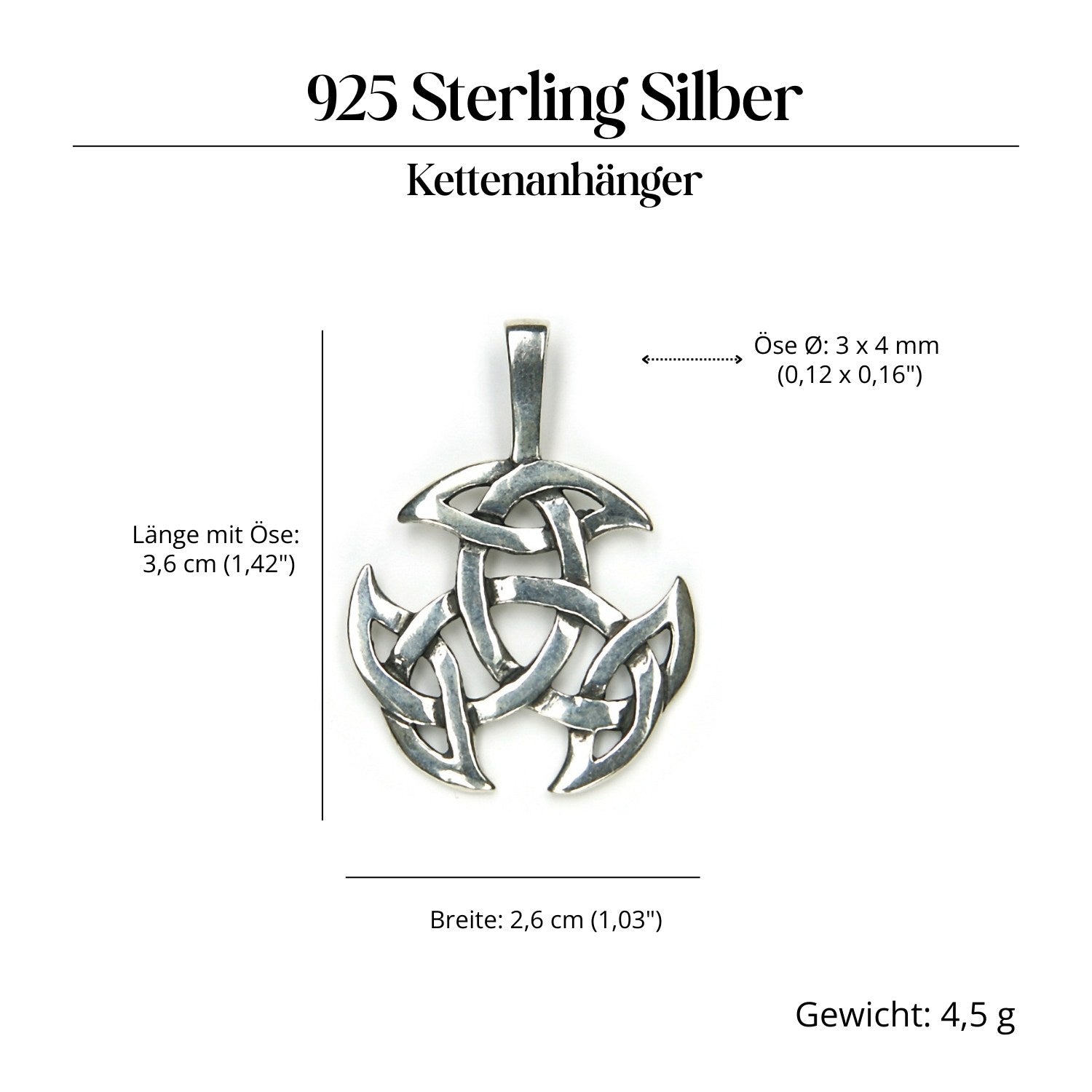 Offene Dreifalt Schmuck 925 Sterling Silber keltischer Anhänger