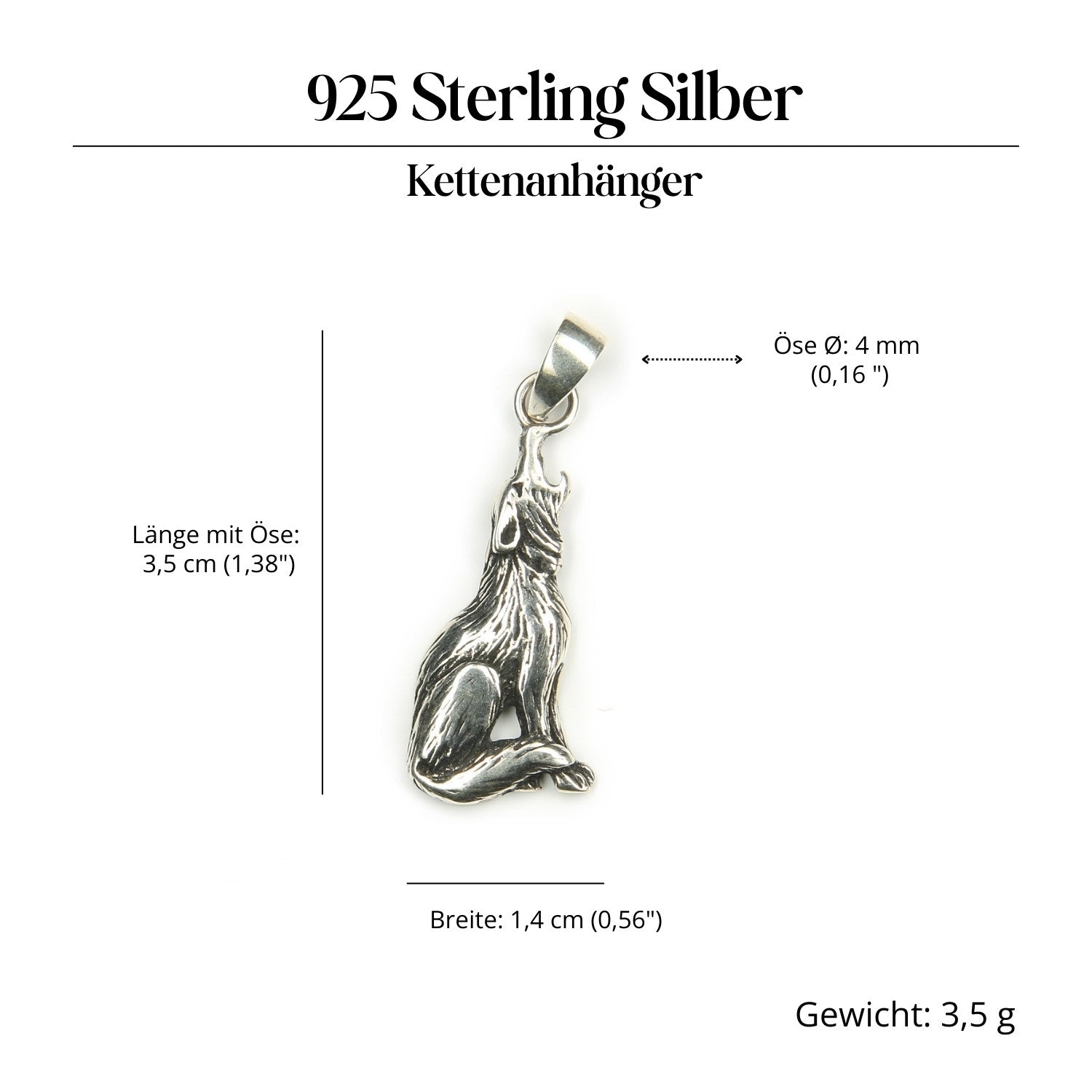 Wolf Jewelry Pendant Howling Wolf 925 Silver