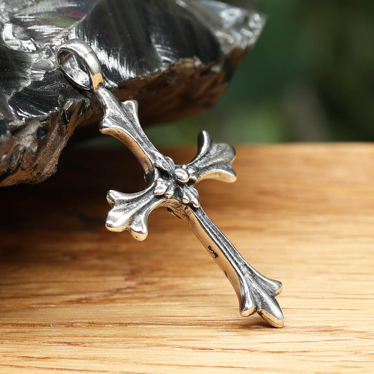Delicate cross jewelry pendant, 925 silver
