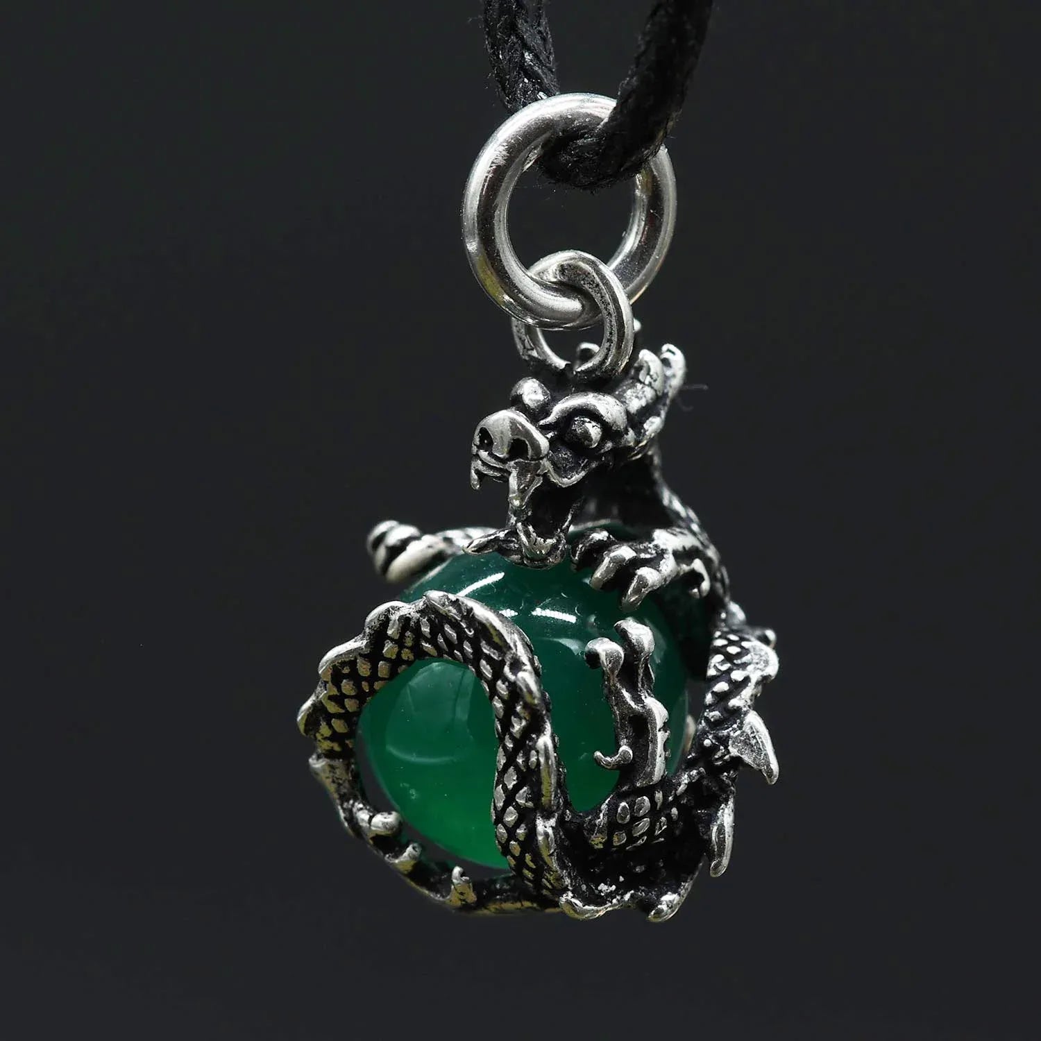 Drachen Anhänger Silber Kugel drache mit drehbarer Kugel