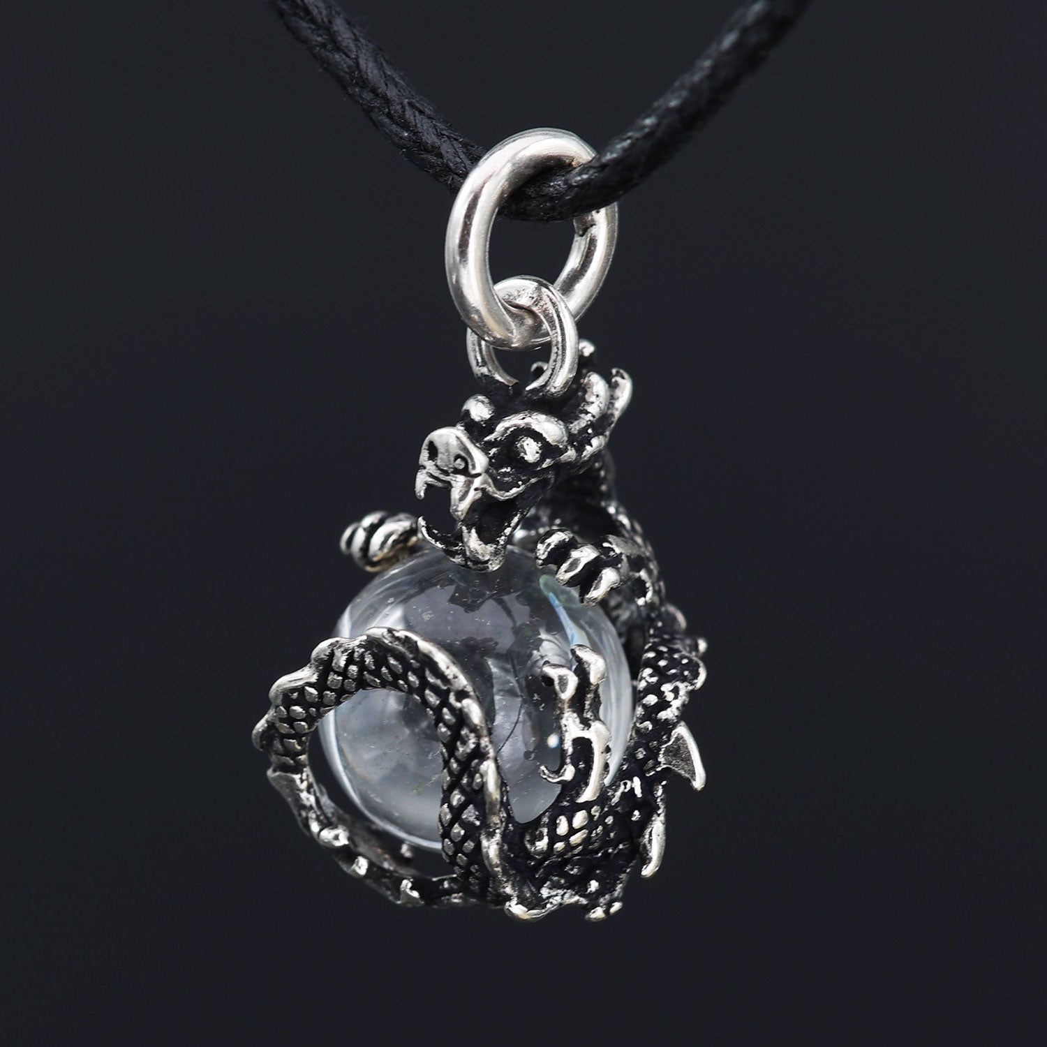 Anhänger Drache 925 Silber mit Kugel Kristallkugel