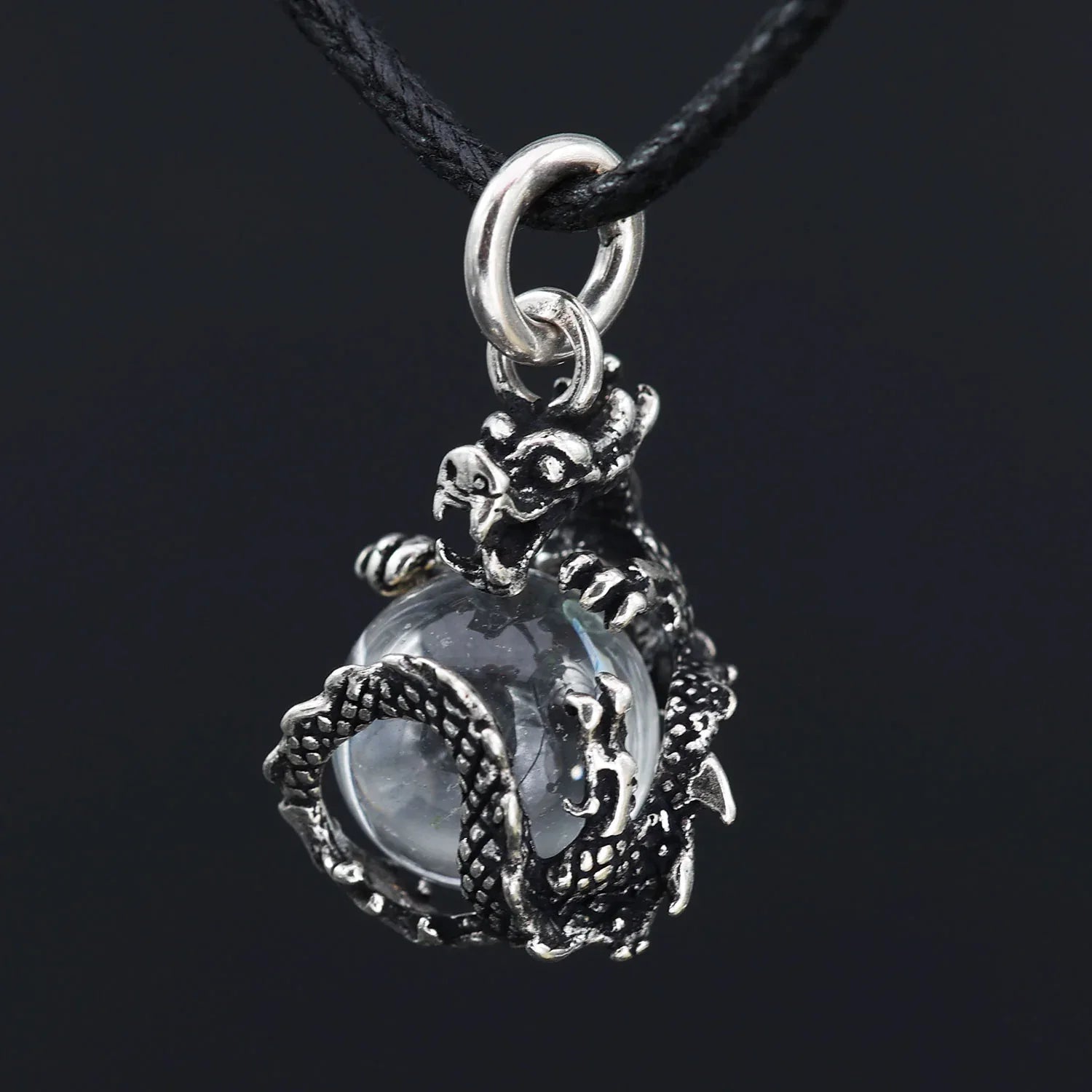 Anhänger Drache 925 Silber mit Kugel Kristallkugel