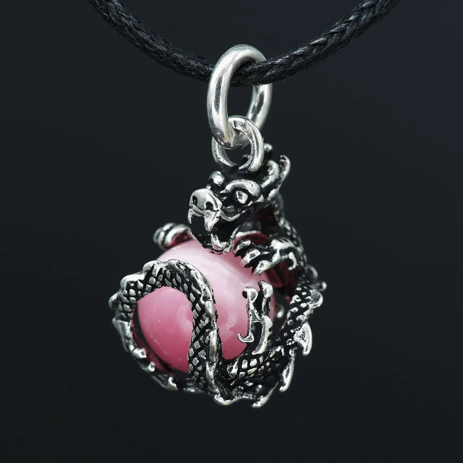 Drache Schmuck mit Kugel drehbar 925 Silber Anhänger