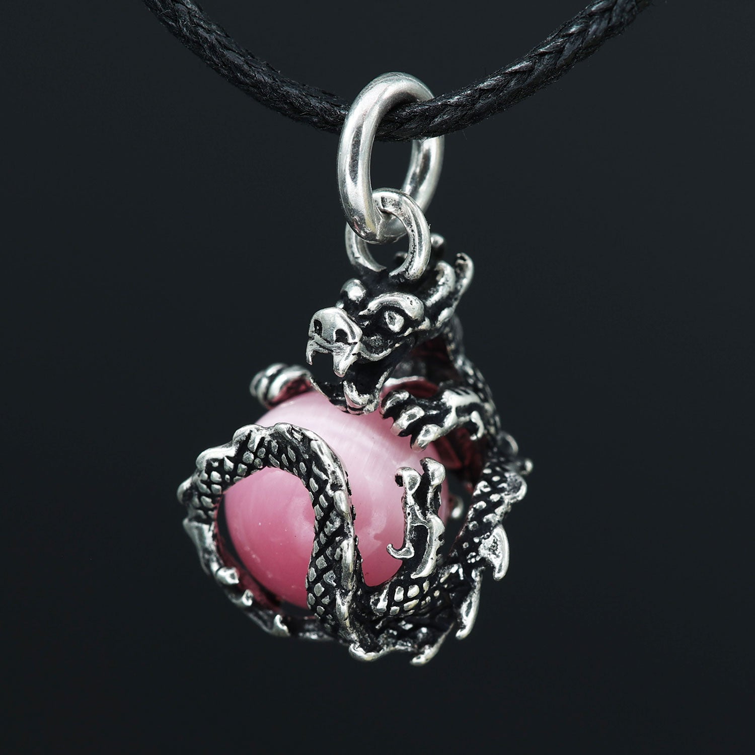 Anhänger Drache 925 Silber mit Kugel rosa