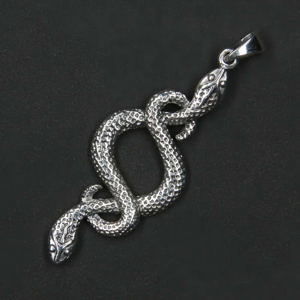 Zwei Schlangen 925 Silber Anhänger Schmuck Kettenanhänger