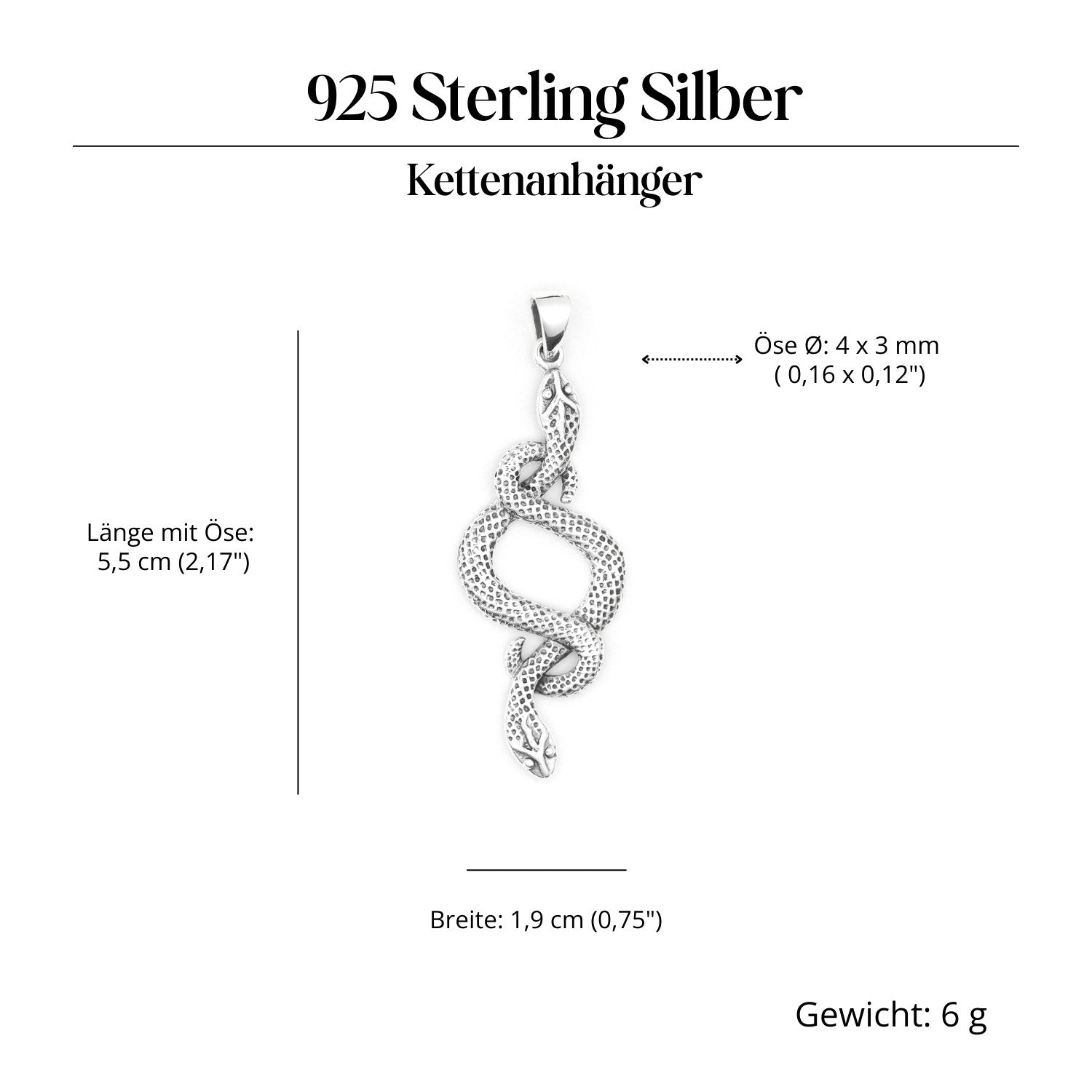 Zwei Schlangen Schmuck 925 Silber Kettenanhänger