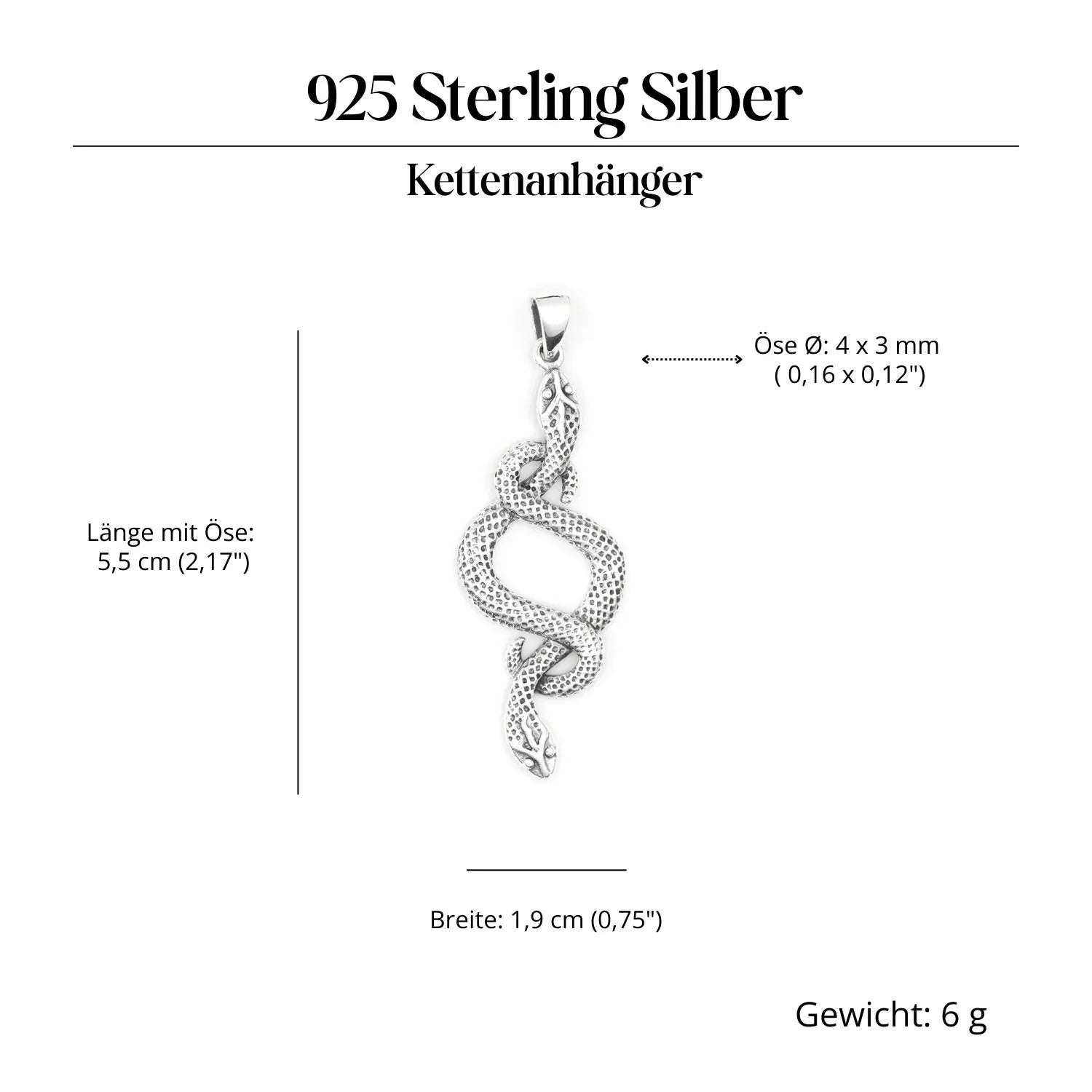 Two Snake Jewelry 925 Silver Pendant Necklace