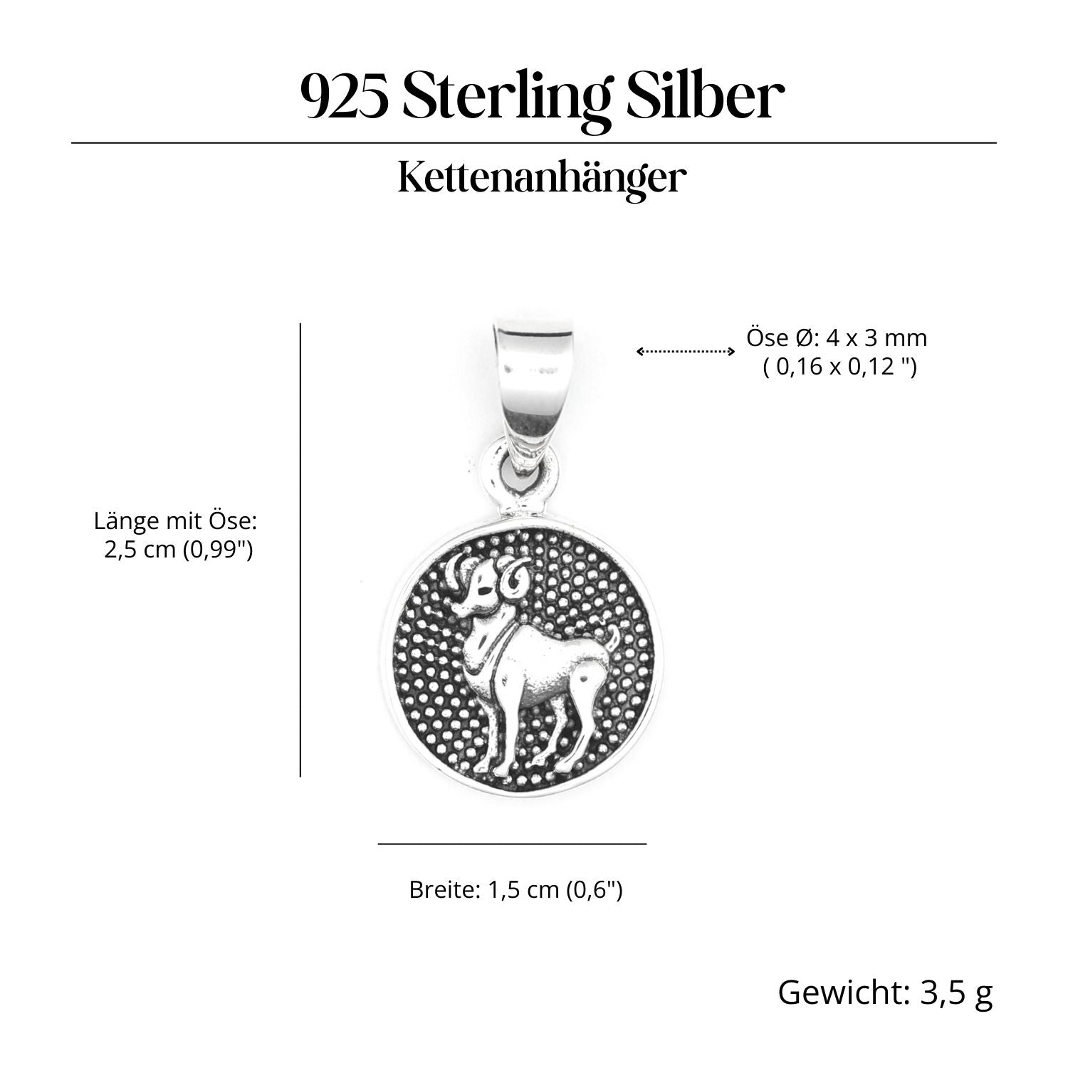 Widder Sternzeichen Fische Silber 925 Anhänger edel beidseitig