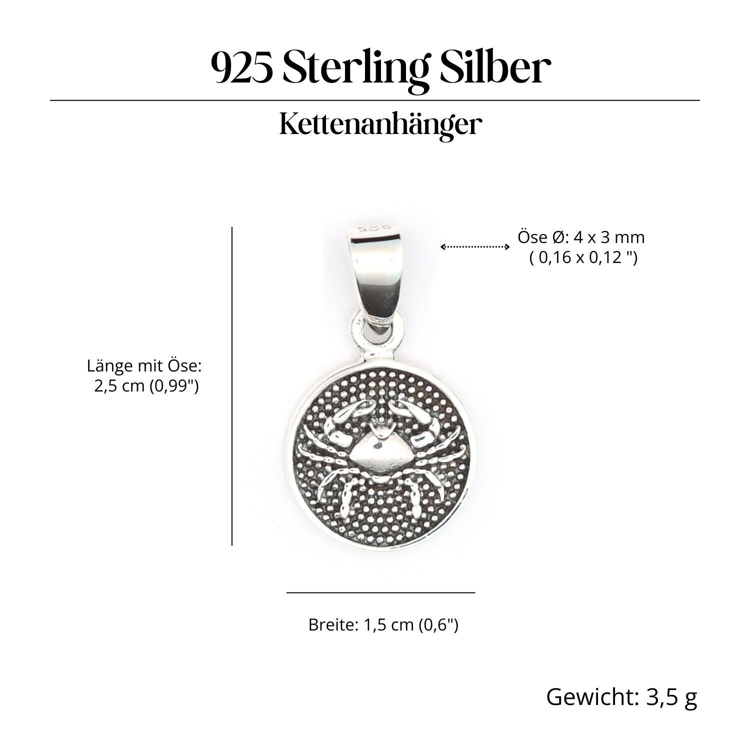 Krebs Sternzeichen Fische Silber 925 Anhänger edel eidseitig