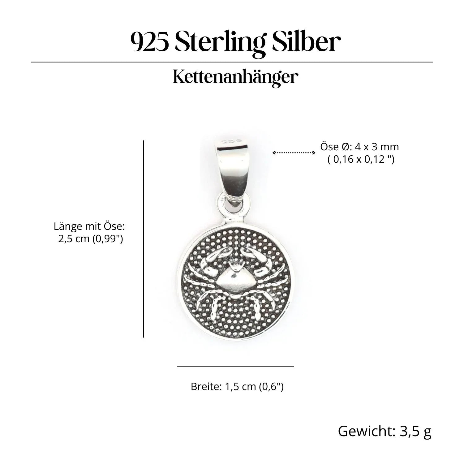 Krebs Sternzeichen Fische Silber 925 Anhänger edel eidseitig