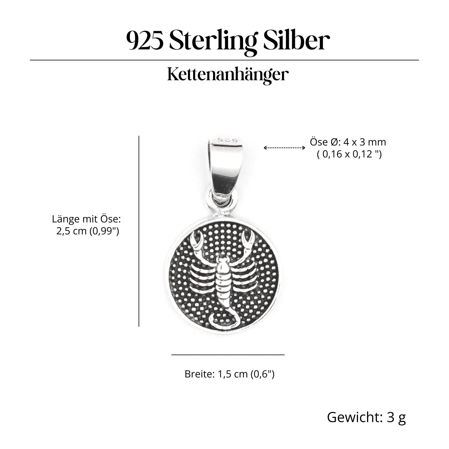 Skorpion Sternzeichen Fische Silber 925 Anhänger edel eidseitig