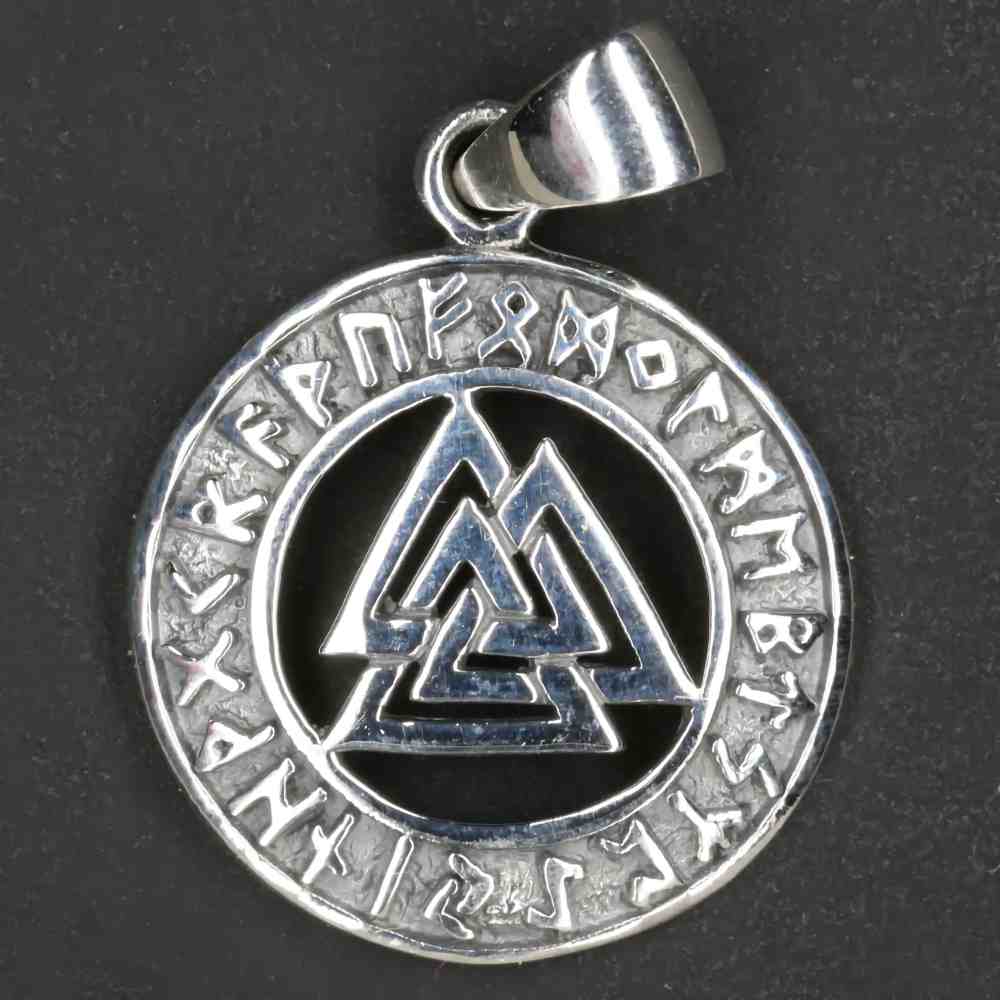 Wotans Knoten mit Runen Schmuck Kette 925 Silber